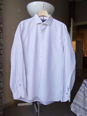 Tommy Hilfiger dress shirt L like new, white and blue