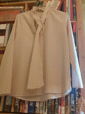 Mango MNG Suit women's shirt with chain print and tie, like new, size S