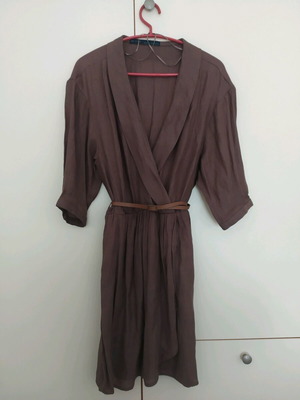 Zara dress brown like new, draped neckline, size S