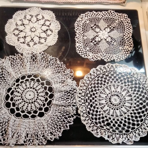 Vintage Handmade Crochet Doilies Set of 4 White like new