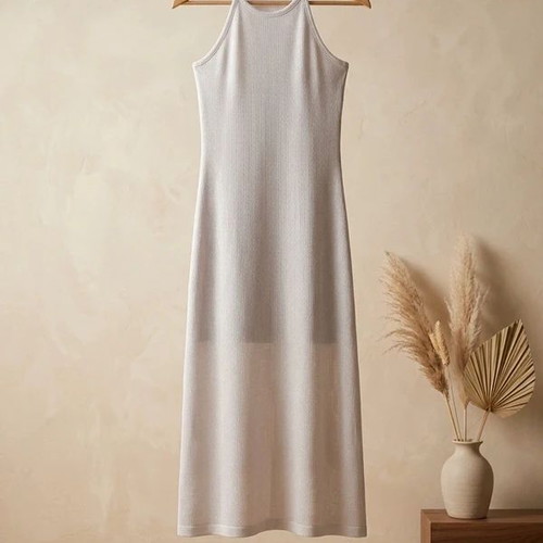 Stradivarius Midi Maxi Knit Dress Size L like new, beige