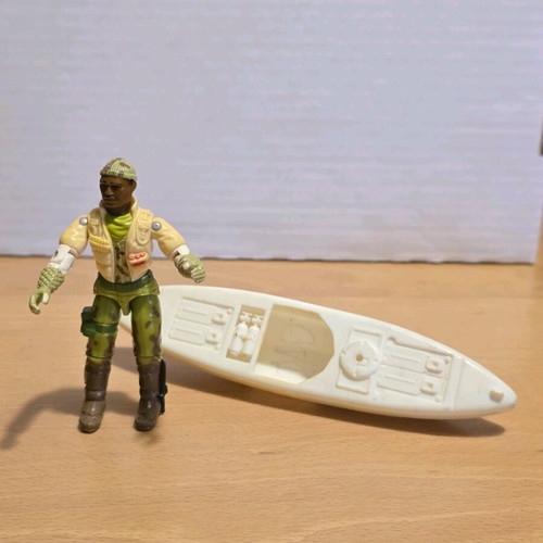 G.I. Joe Stalker v3 1989 figure with kayak used, vintage Hasbro