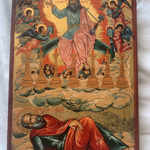 Icon The Vision of Saint John the Theologian like new, handpainted