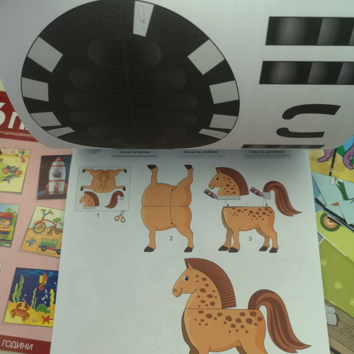Set of 3 children's craft books: Paper modeling, gluing, and cutting