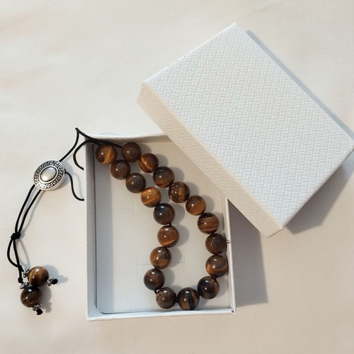 Worry beads with tiger eye semiprecious stones new