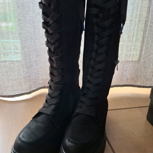 Replay suede combat boots with side zipper like new, black size 38