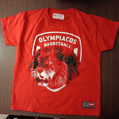 Olympiacos BC Kids T-shirt new, size 7/8, red