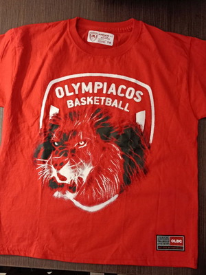 Olympiacos BC Kids T-shirt new, size 7/8, red
