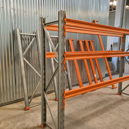 Heavy-duty metal warehouse shelves like new, pack