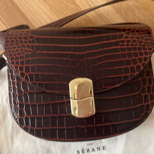 Sezane leather bag with croco effect like new, crossbody, brown