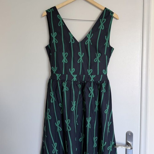 Smile Backless Dress Like New, Cotton, Blue and Green, Size S