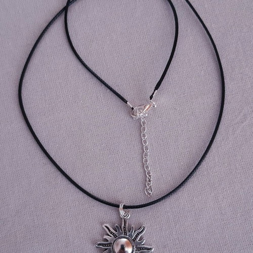 Sun necklace with metal sun pendant, handmade, new, gift pouch