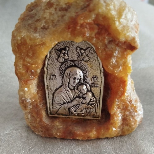 Image from natural mineral rock like new with the image of Virgin Mary