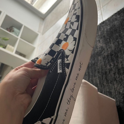 Vans athletic shoes checkerboard with flowers, like new, size 39