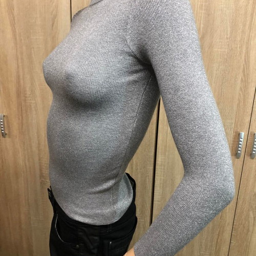 Winter sweater with lurex gray new, size S
