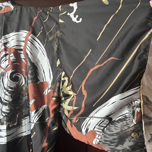 Ichiban Japanese satin kimono with dragon and tiger print