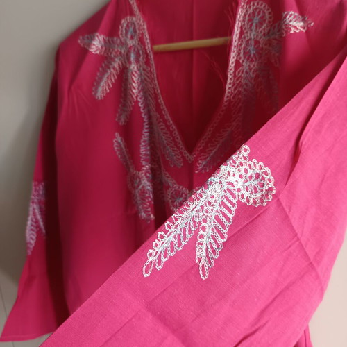 Kaftan beach dress fuchsia with embroidery, new, size M