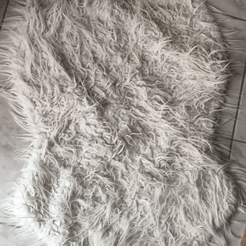 Hairy decorative rug white animal shape like new