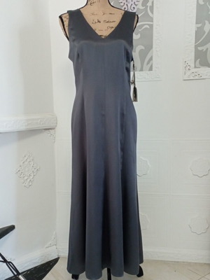 Satin maxi dress new, gray, size M by Duo