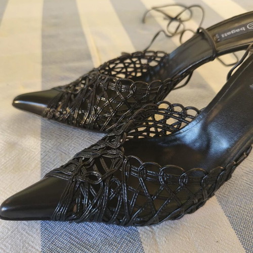 Bagatt black slingback heels used, size 40, genuine leather