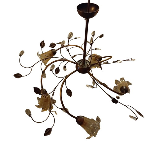Bronze 5-Light Ceiling Lamp like new with Swarovski crystals