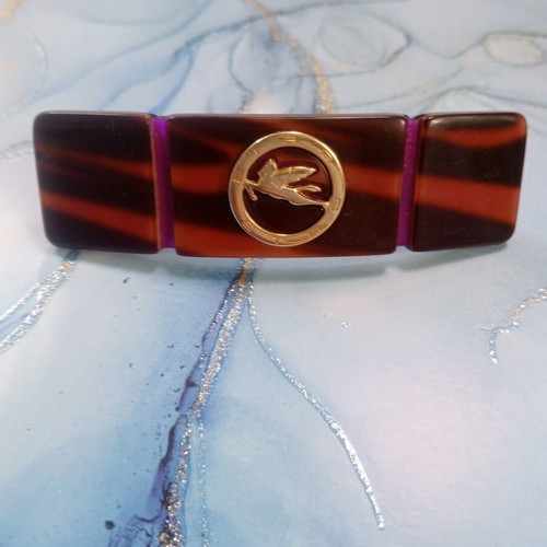 Etro Pegasus Collection vintage hair clip used, plastic with metal base
