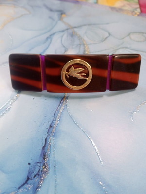Etro Pegasus Collection vintage hair clip used, plastic with metal base