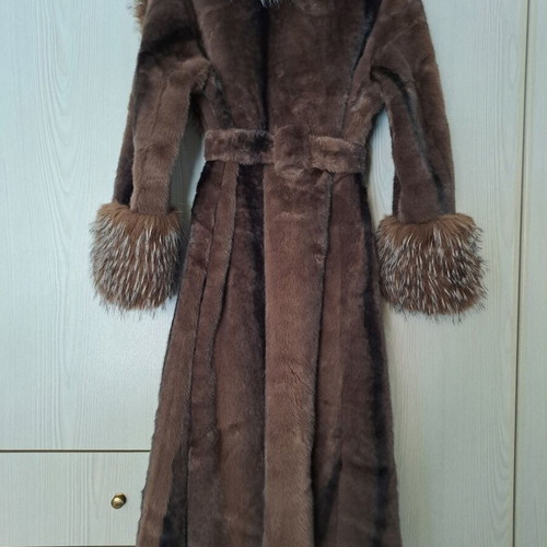 Fur coat brown new ecological quality one size