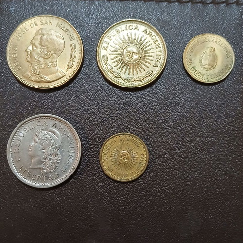 Set of 5 different Argentine coins