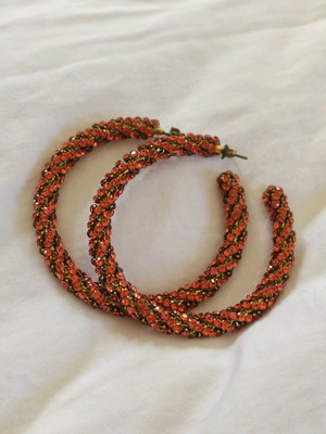 Earrings with rhinestones like new, pink and orange