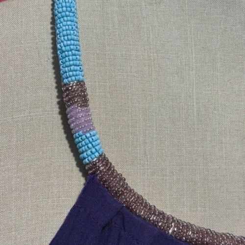 Ethnic dress with embroidered bead cord like new, size S/M, purple