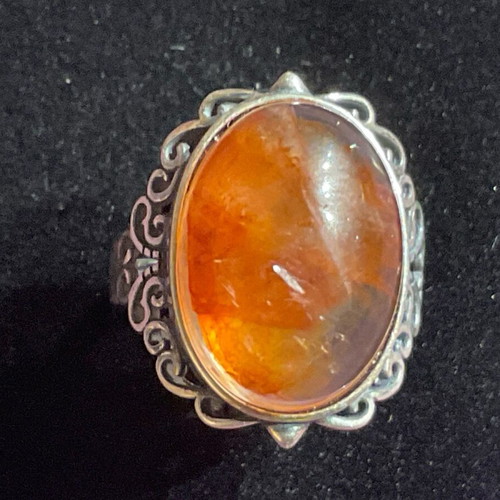 Fire Quartz Silver Ring one size