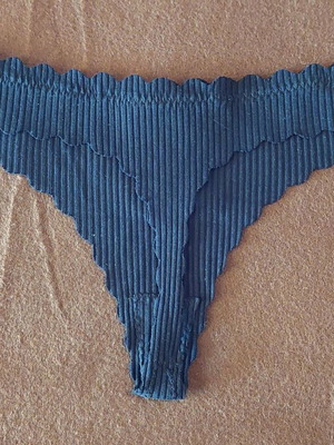 Power Flower rib thong, dark blue, size Medium