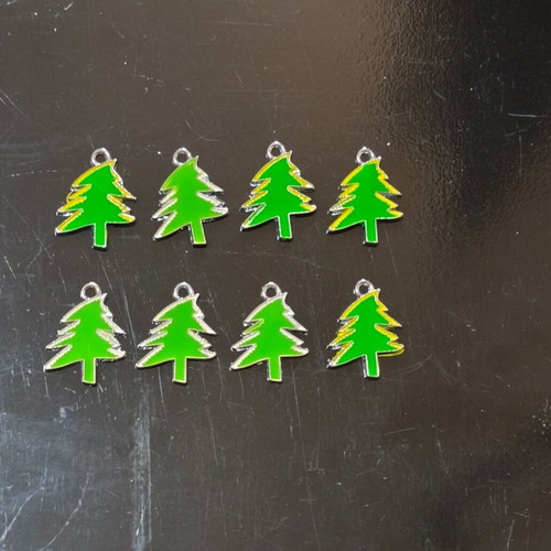 Christmas-themed pendants for necklace or earrings, set of 16, new, green