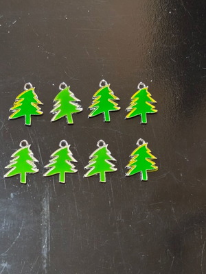 Christmas-themed pendants for necklace or earrings, set of 16, new, green
