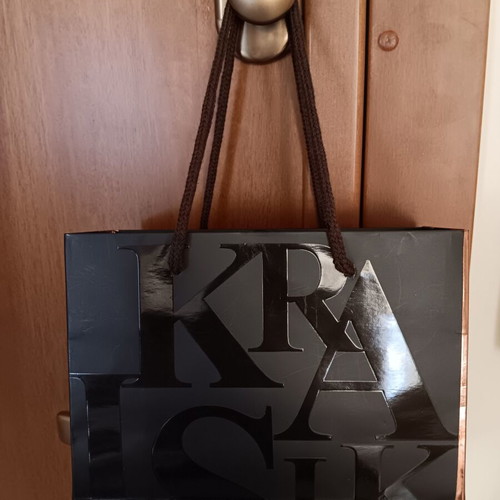 Karkalis luxury paper gift bag used with brown cord handles