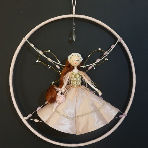 Pink fairy decorative composition new with metal frame