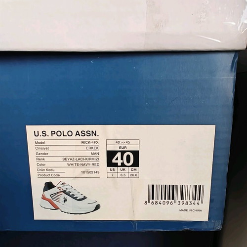 U.S. Polo Assn. Athletic Shoes New, Size 40, White Multicolor