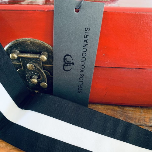 Stelios Koudounaris adjustable waist belt black and white, new