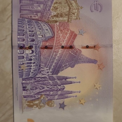 0€ banknote like new, official souvenir with dinosaur theme