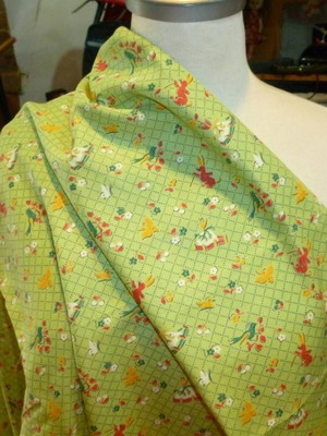 Vintage cotton fabric 60s new with children's patterns