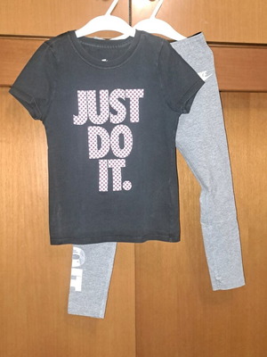 Nike sports set for girls used, grey leggings and short-sleeve shirt