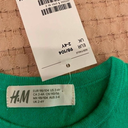 H&M knitted cardigan green, brand new with tags, size 98-104 for 2-4 years