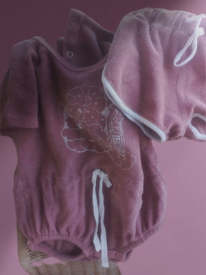 Little Yucca Baby Bathrobe Set 6-12M Organic Cotton with Shorts new