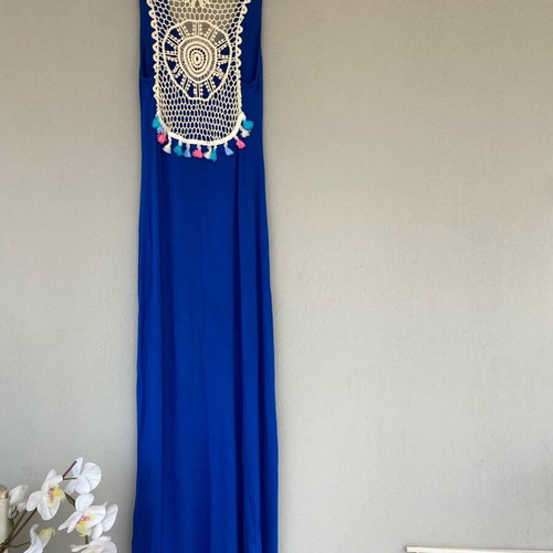 Blue long dress like new, size Small, viscose fabric