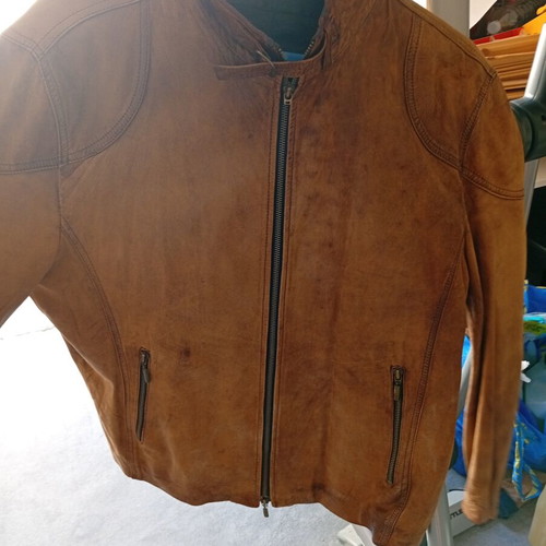 Men's leather jacket used, brown, size XL