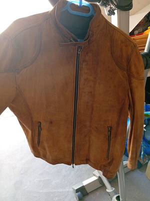Men's leather jacket used, brown, size XL