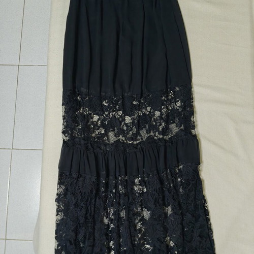 Lynne long black skirt with lace