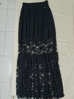 Lynne long black skirt with lace