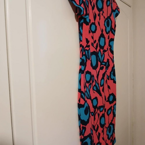 Fitted dress like new, size S-M, blue and pink